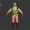 Hazmat Suit Wearer In Yellow With Helmet And Mask As Human Biological Figure
