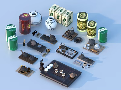 tea tray tea set tea green tea spring tea 3d model