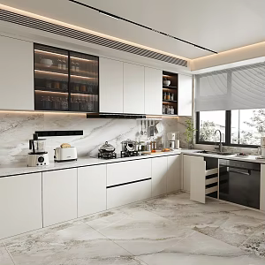 Kitchen Cabinet Kitchenware Kitchen Supplies Range Hood Refrigerator Oven Stove 3d model