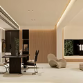 Modern Living and Dining Room Interior Design with Dining Table Chairs TV Wall and Decorative Lighting