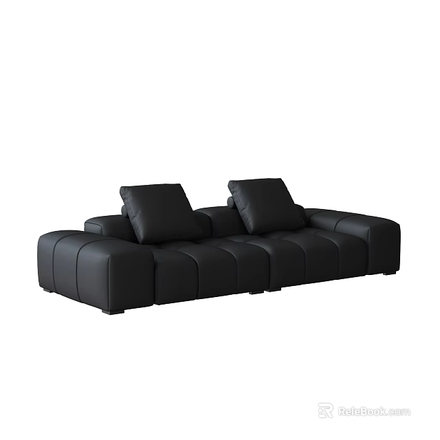 Black Leather Sectional Sofa With Modern Design And Comfortable Spacious Seating 3d model