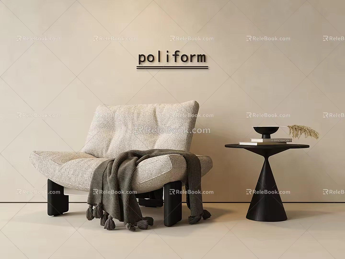 Italian Middle Ancient Single Sofa 3d model