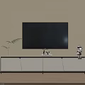 Modern TV Stand With Flat Screen TV Decorative Figurine And Potted Plant