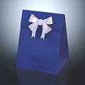 Elegant Blue Gift Bag Featuring White Bow For Household Daily Use 3d model