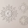 White Ornate Carvings Featuring Intricate Circular Patterns For Decorative Ceiling Art 3d model