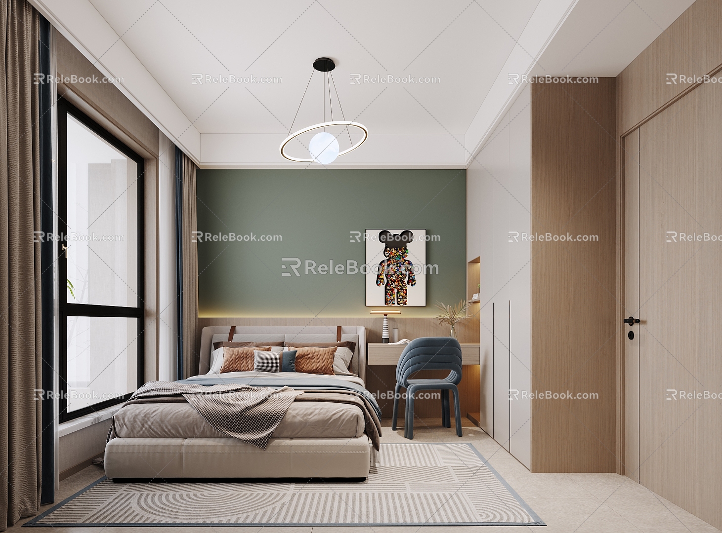 Modern Children's Room Boy's Room Second Bedroom Simple Bedroom 3d model