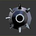 Futuristic Sci-Fi Weapon With Long Cylindrical Body Blue Black Metallic Design And Spiked Top