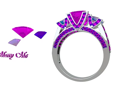 Many Ofs Event Storefront With Purple Gemstone Ring Display And Decorations 3d model