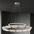 Modern Circular Multi Layered Chandelier With Transparent Panels And Illuminated Rings