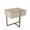 Modern Bedside Table Design With Leather Surface And Metal Support Frame 3d model