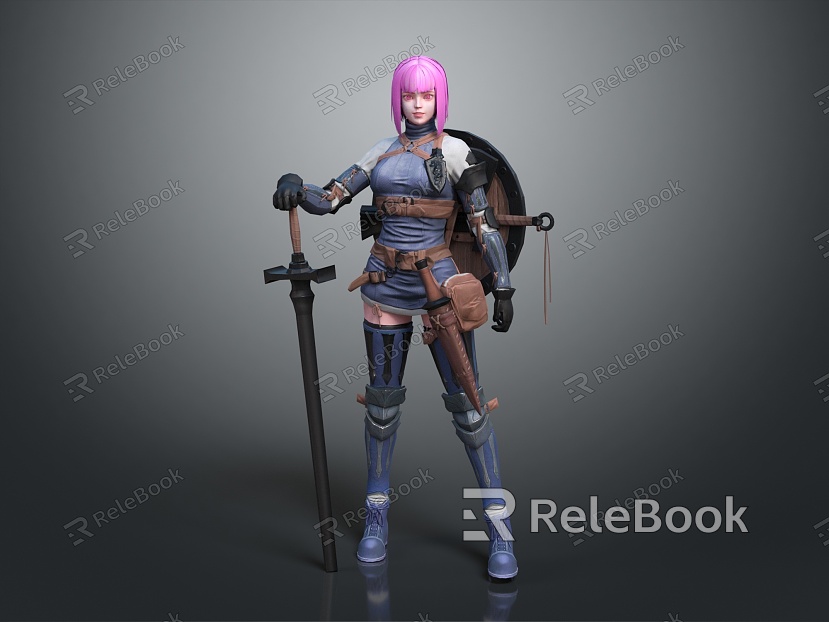 Modern game character heroine beauty warrior model