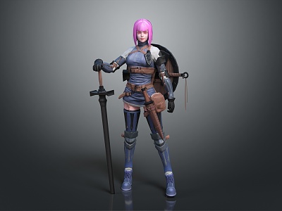 Modern game character heroine beauty warrior model