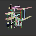 Multi Layer Industrial Equipment With White Frame Black Base And Blue Components