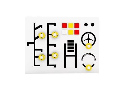 Interactive Children's Play Equipment With Maze Paths Yellow Buttons And Colorful Squares 3d model