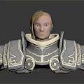 Male Portrait in Silver and Gold Armor with Detailed Shoulder Plates