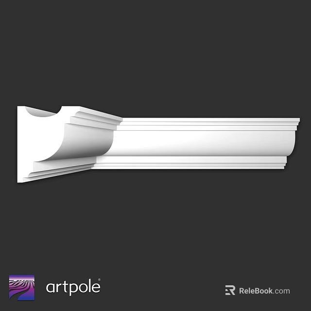 White Architectural Molding with Curved Design and Layered Details for Interior Decoration 3d model 