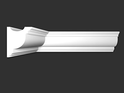 White Architectural Molding with Curved Design and Layered Details for Interior Decoration 3d model