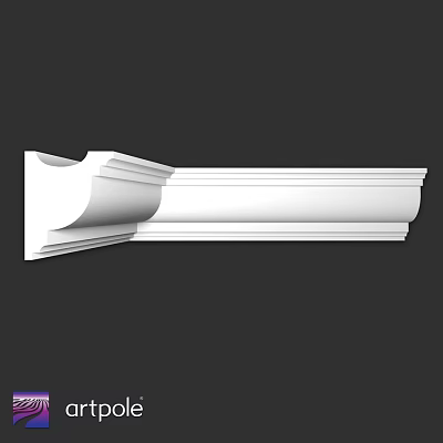 White Architectural Molding with Curved Design and Layered Details for Interior Decoration 3d model