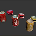 Red And Gold Coke Fanta Carbonated Beverage Cans On Reflective Surface