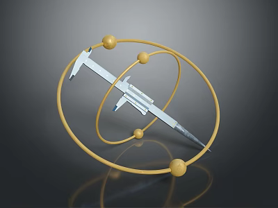 Modern Lighting Combination with Yellow Circular Rings and Spherical Elements 3d model