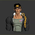 Man Wearing Black Cap With Yellow Chain Gray Tank Top And Black Jacket Bust Sculpture