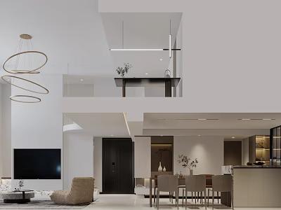 Modern Duplex Living Room With Split Level Design And Elegant Decor 3d model