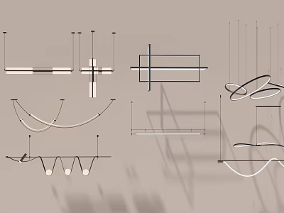 Various Modern Chandelier Designs With Geometric And Curved Shapes For Interior Decor Ideas 3d model