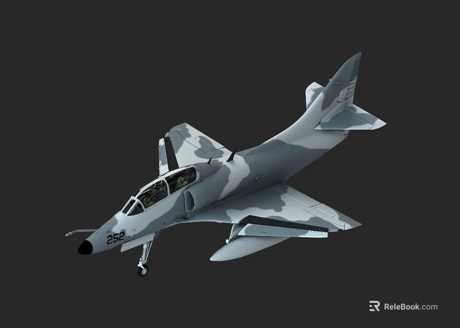 Camouflage Painted Fighter Jet With Two Seat Cockpit And Aerodynamic Wing Structure 3d model 