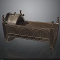 Ornate Antique Wooden Storage Chest With Carved Patterns And Decorative Knobs