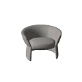 Modern Gray Single Sofa With Curved Backrest And Pleated Skirt Design 3d model