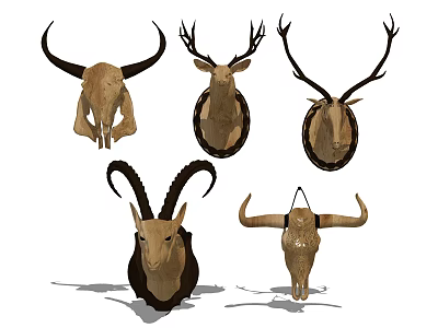 Various Animal Head Horn Mounted Wall Decor For Home Decoration 3d model