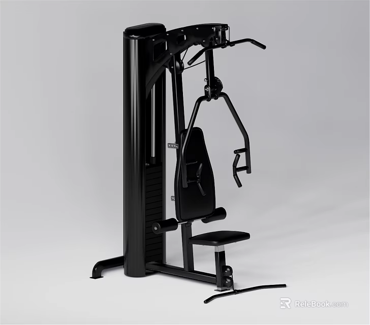 Black Strength Training Sports Equipment With Adjustable Seat Cable System And Ergonomic Handles 3d model 