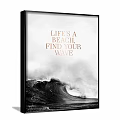Two Framed Landscape Paintings With Ocean Wave And Snowy Mountain Scenes