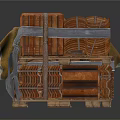 Three Strapped Wooden Crates With Canvas Cover And Bundled Design