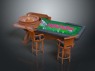 Roulette table gambling table gambling equipment items 3d model