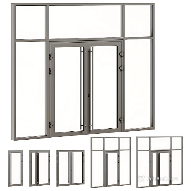 Modern Casement Windows With Metal Frames And Glass Panel Designs 3d model