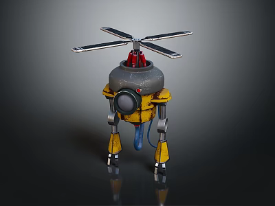 Advanced Space Exploration Robot With Aerial Propeller And Yellow Legs For Lunar Missions 3d model