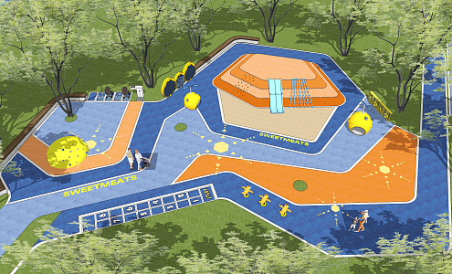 Modern Playground Residential District Children's Landscape House Sports Landscape 3d model