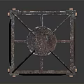 Antique Copper Metal Lantern With Ornate Framework And Decorative Stand