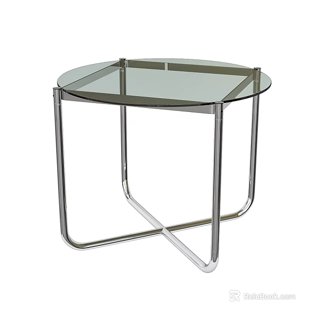 Sleek Modern Round Side Table With Glass Top And Chrome Metal Frame 3d model 