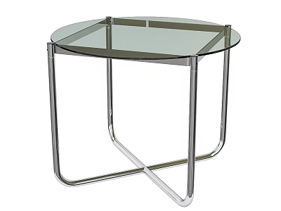 Sleek Modern Round Side Table With Glass Top And Chrome Metal Frame 3d model