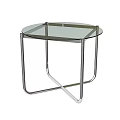 Sleek Modern Round Side Table With Glass Top And Chrome Metal Frame 3d model