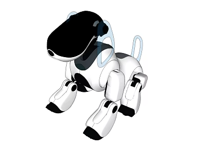 Smart Machine Robot Dog With White Black Design And Interactive Companion Features 3d model