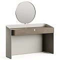 Modern Dressing Table With Round Mirror Wooden Top And Drawer Design