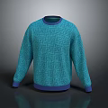 Teal Sweater With Geometric Maze Pattern And Purple Trim For Fashionable Look