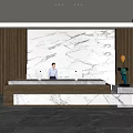Company Front Desk Background Wall Reception Area Bar Desk Reception Desk Lobby Simple Lobby 3d model