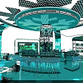 Digital Twin Smart City 3D Model Circular Structure With IoT Data Center Green Tech Elements