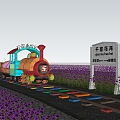 Modern Landscape Train Flower Sea Sightseeing Train Amusement Park Rail Car Tour Car Shopping Mall Pleasure Train Country Train 3d model