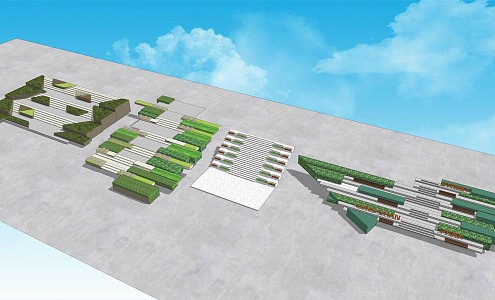 Modern step park step landscape combination Guangguan step combination commercial street height difference terrace 3d model