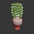 Spiral Shaped White Energy Saving Light Bulb With Reflective Base On Dark Background 3d model